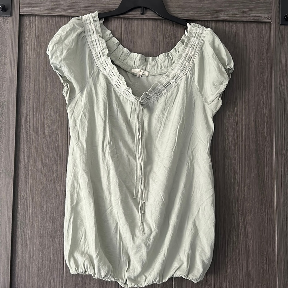 Light Sage Cap Sleeve Peasant Top - Unbranded